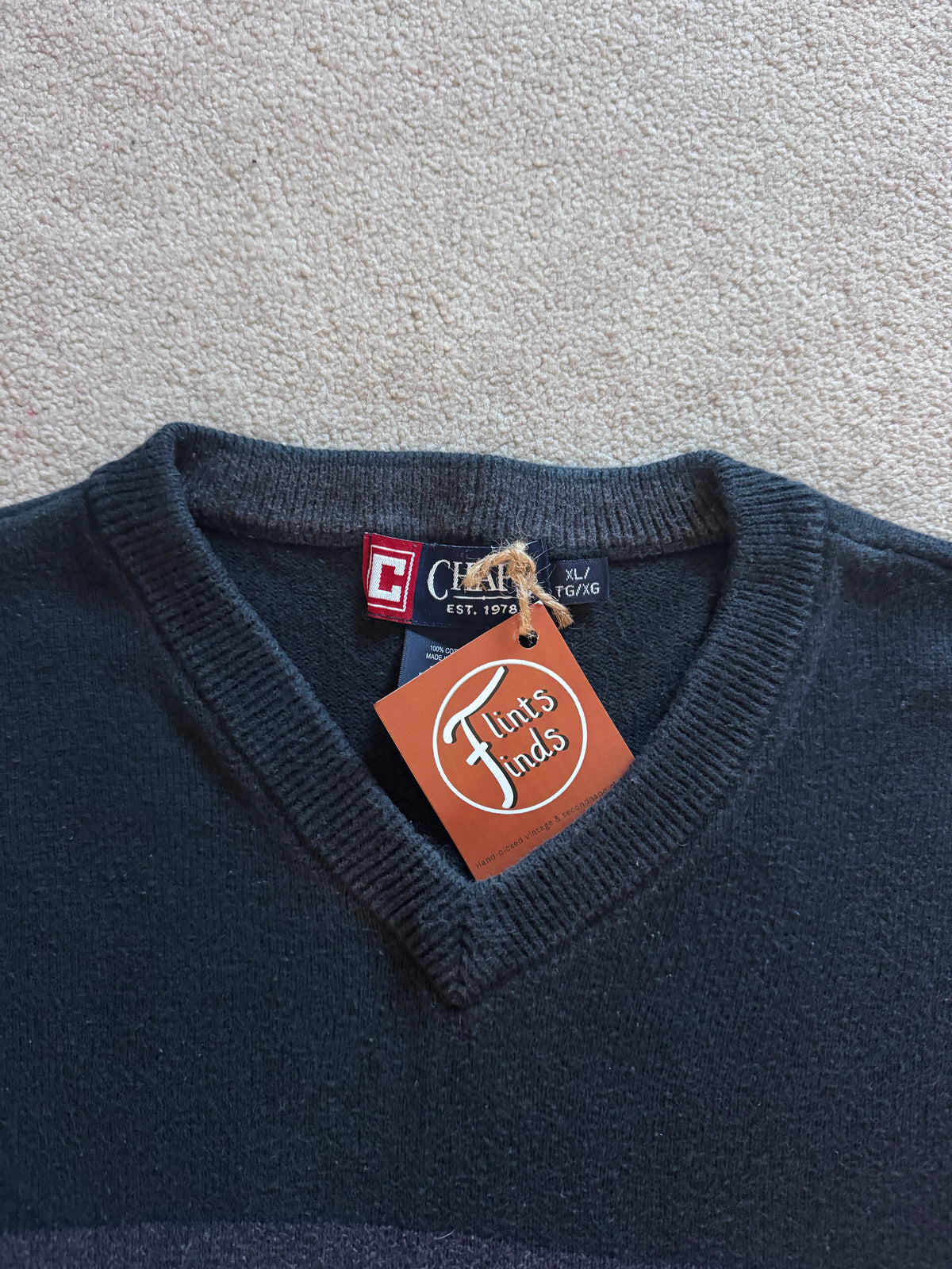 Extra large Chaps Navy and Grey V-Neck Jumper