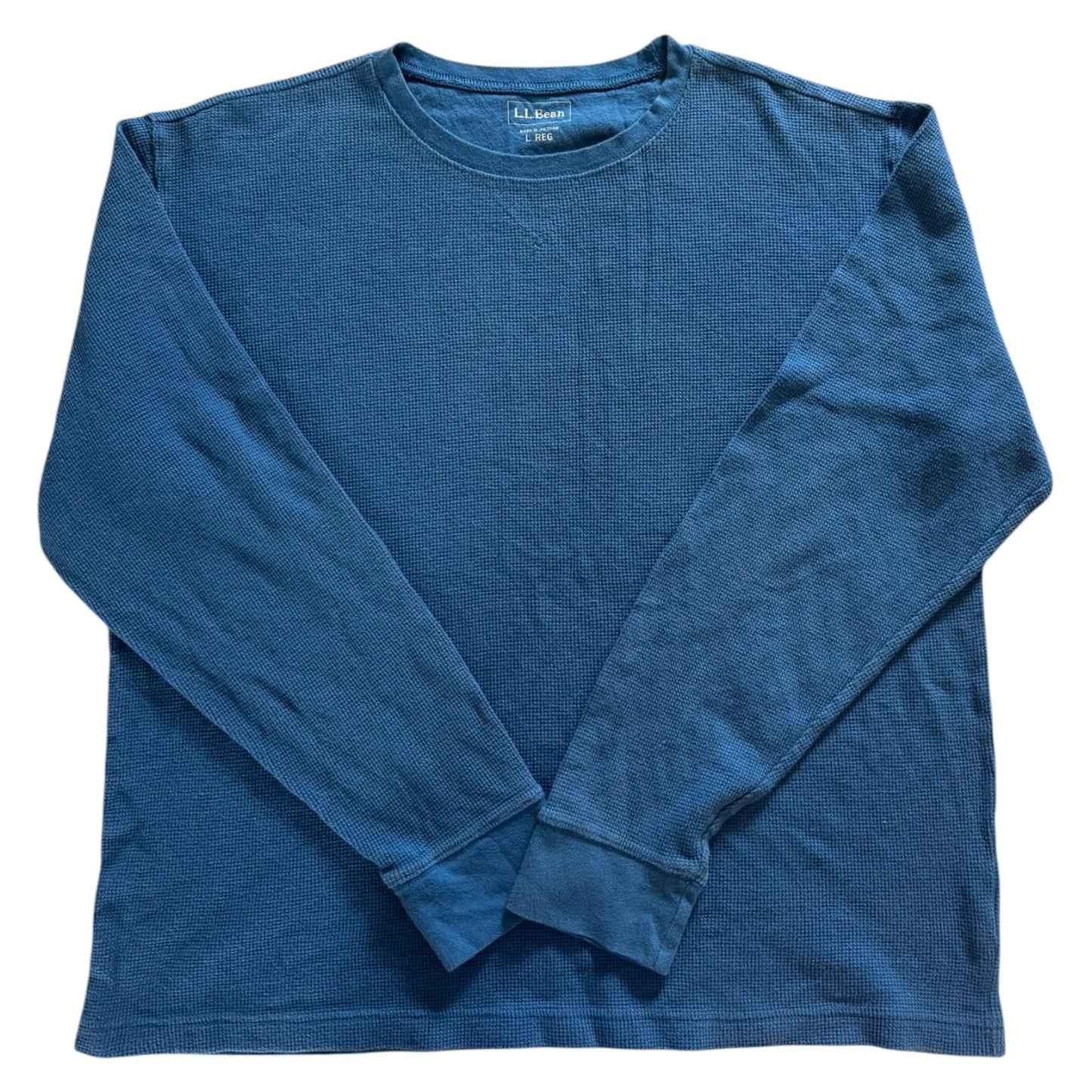 Large L.L.bean Blue Thin Waffle Knit Jumper
