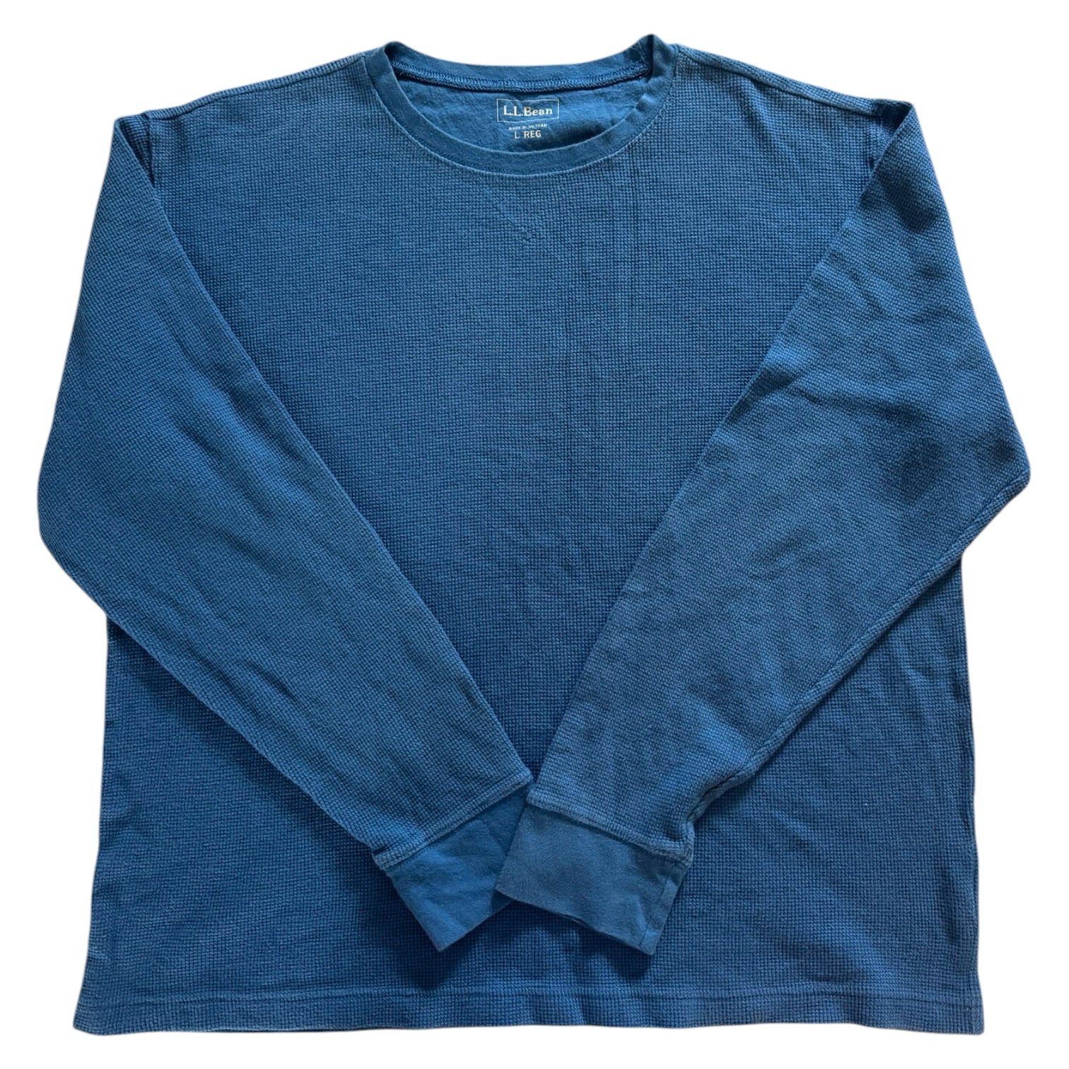 Large L.L.bean Blue Thin Waffle Knit Jumper