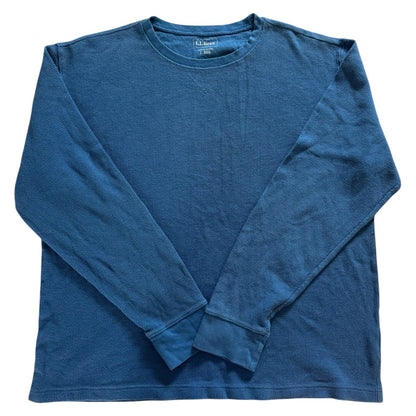 Large L.L.bean Blue Thin Waffle Knit Jumper