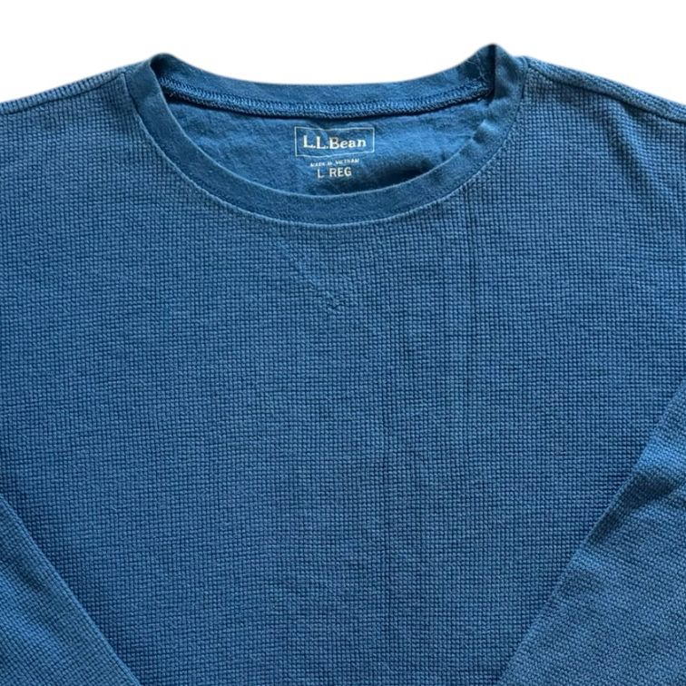 Large L.L.bean Blue Thin Waffle Knit Jumper