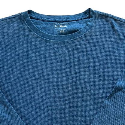 Large L.L.bean Blue Thin Waffle Knit Jumper