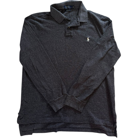Large Ralph Lauren Grey Long Sleeved Polo Shirt