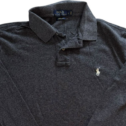 Large Ralph Lauren Grey Long Sleeved Polo Shirt
