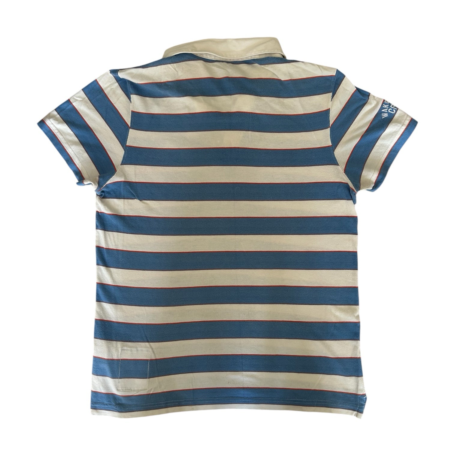 Small Adidas Mens 8 White and Blue Polo Shirt
