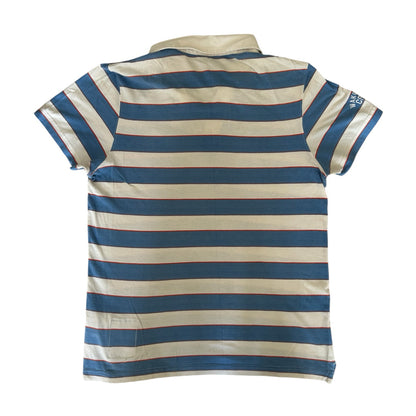 Small Adidas Mens 8 White and Blue Polo Shirt