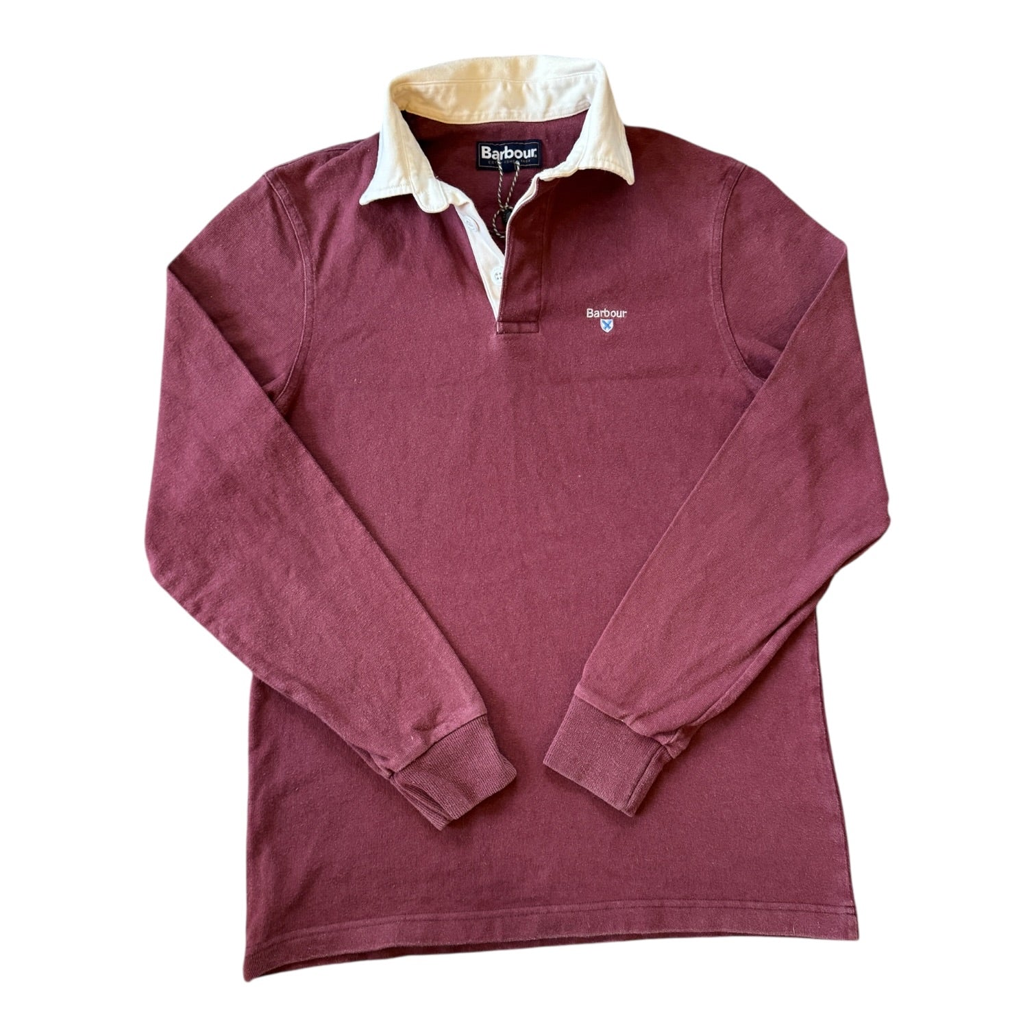 Small Barbour Burgundy Red Rugby Shirt