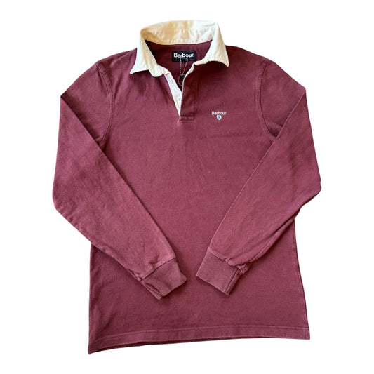 Small Barbour Burgundy Red Rugby Shirt