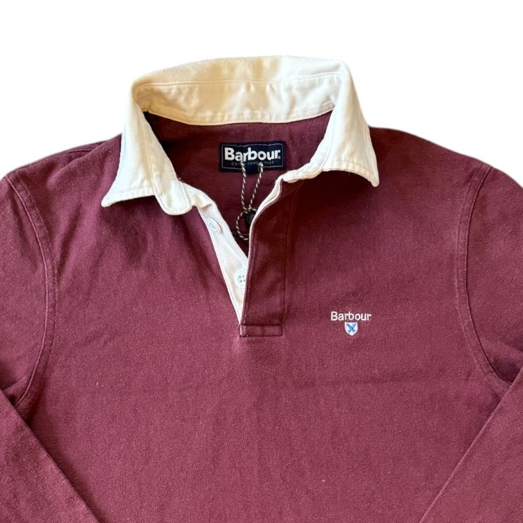 Small Barbour Burgundy Red Rugby Shirt