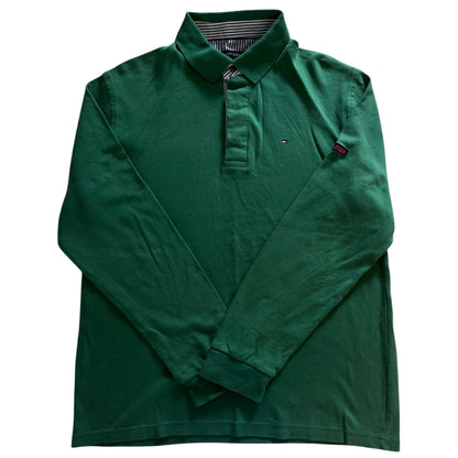 Large Tommy Hilfiger Green Long Sleeved Polo Shirt