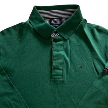 Large Tommy Hilfiger Green Long Sleeved Polo Shirt