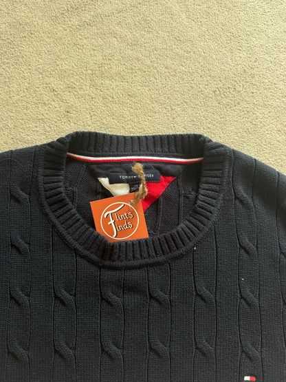 3XL Tommy Hilfiger Navy, White and Red Cable Knit Jumper