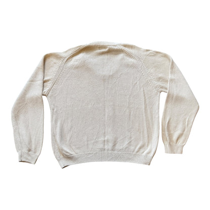 Woman's Medium Lands' End Beige V-Neck Knitted Jumper