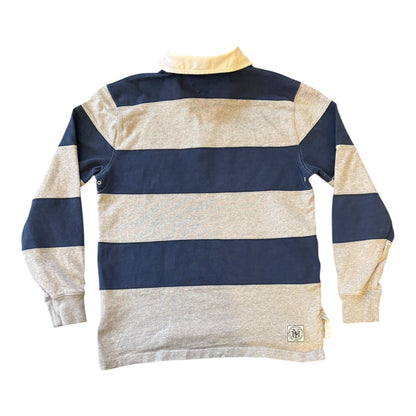Medium Tommy Hilfiger Navy and Grey Rugby Shirt
