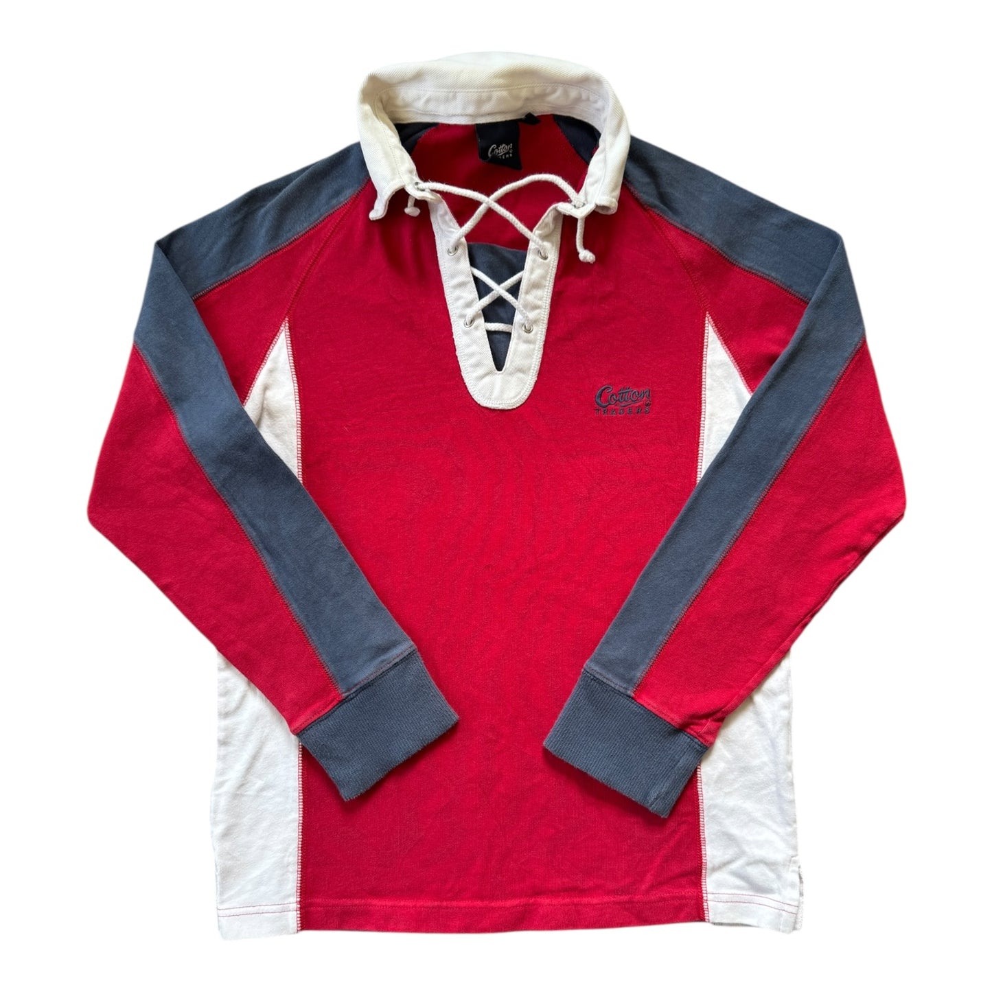 Small Cotton Traders Red Lace Up Rugby Shirt