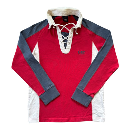 Small Cotton Traders Red Lace Up Rugby Shirt