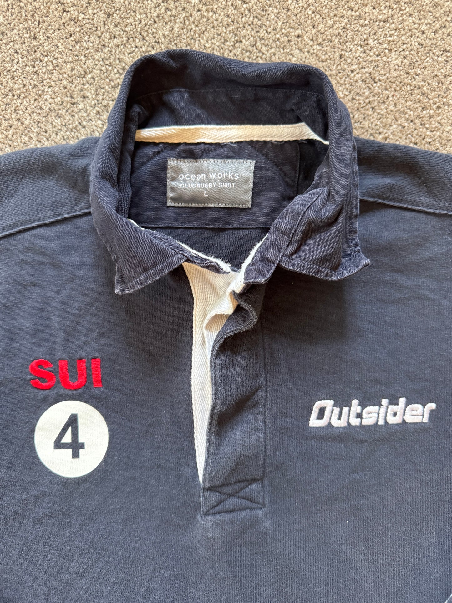 Large Ocean Works Navy Suisse Rugby Shirt