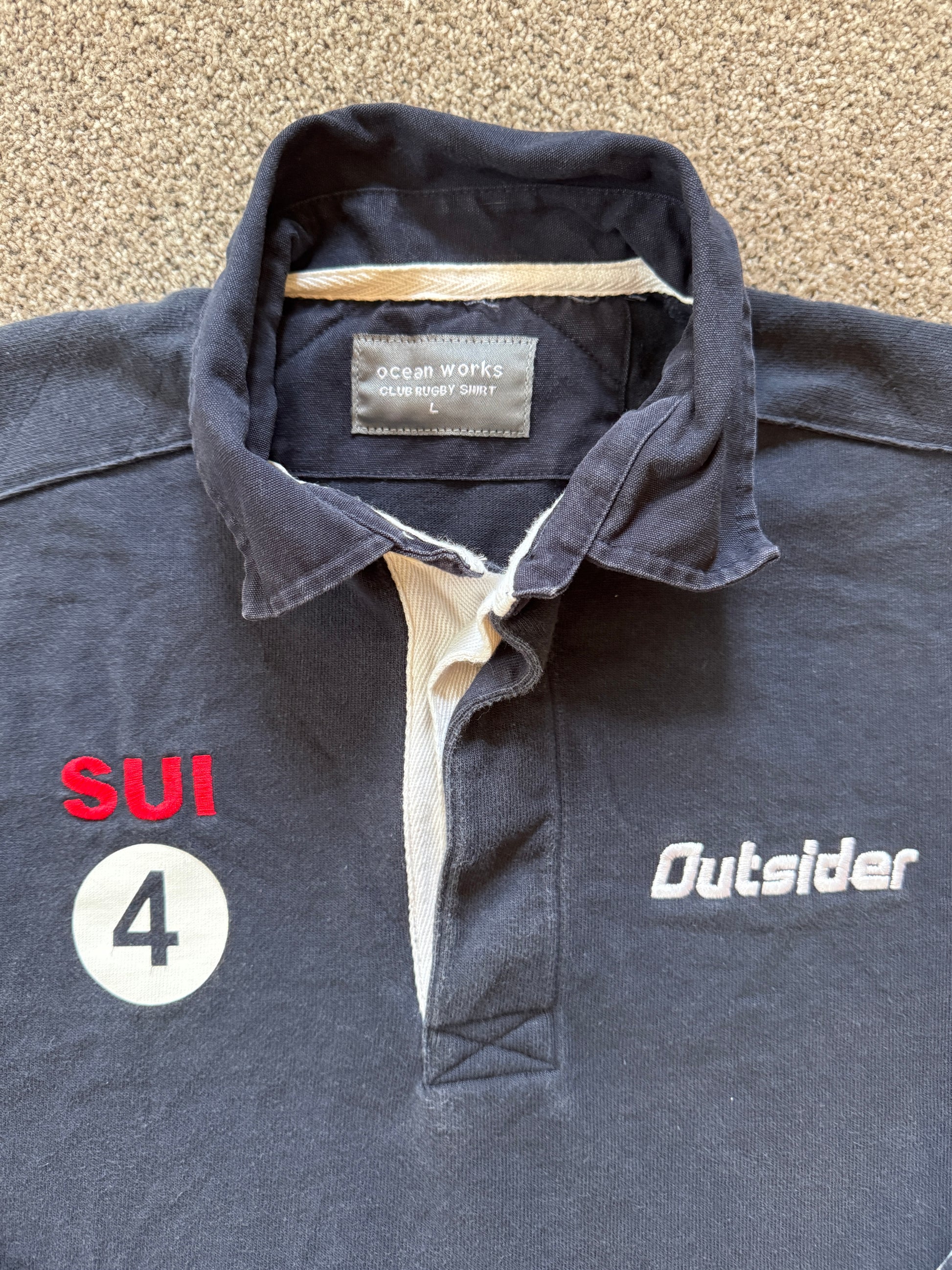 Large Ocean Works Navy Suisse Rugby Shirt