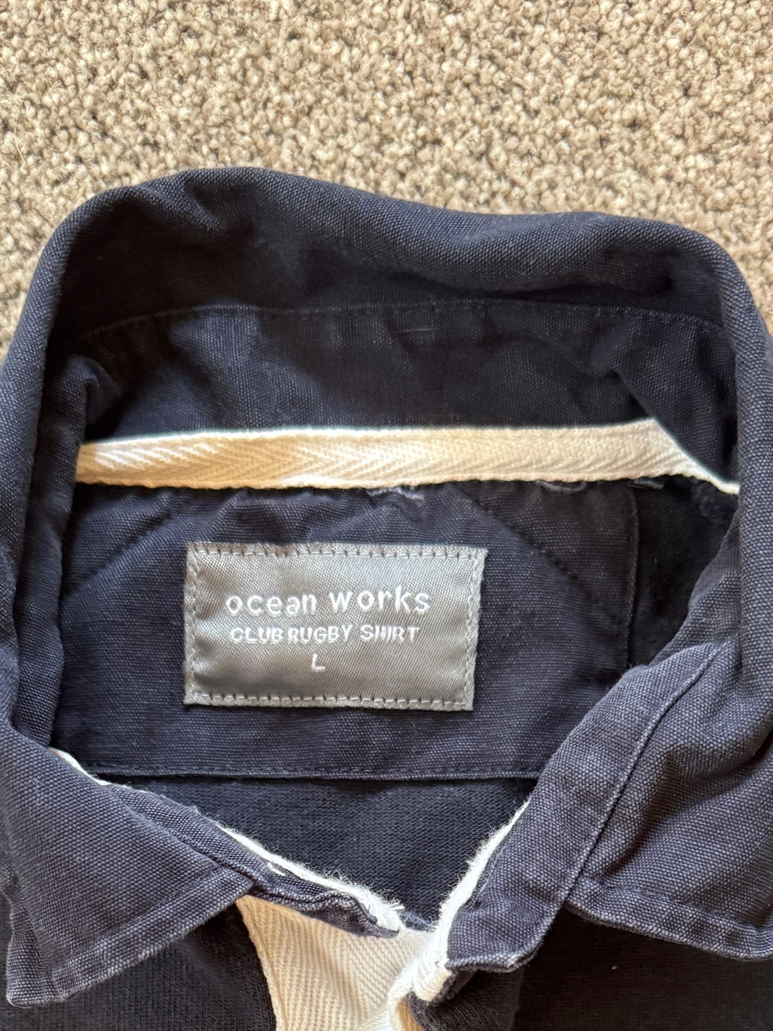 Large Ocean Works Navy Suisse Rugby Shirt