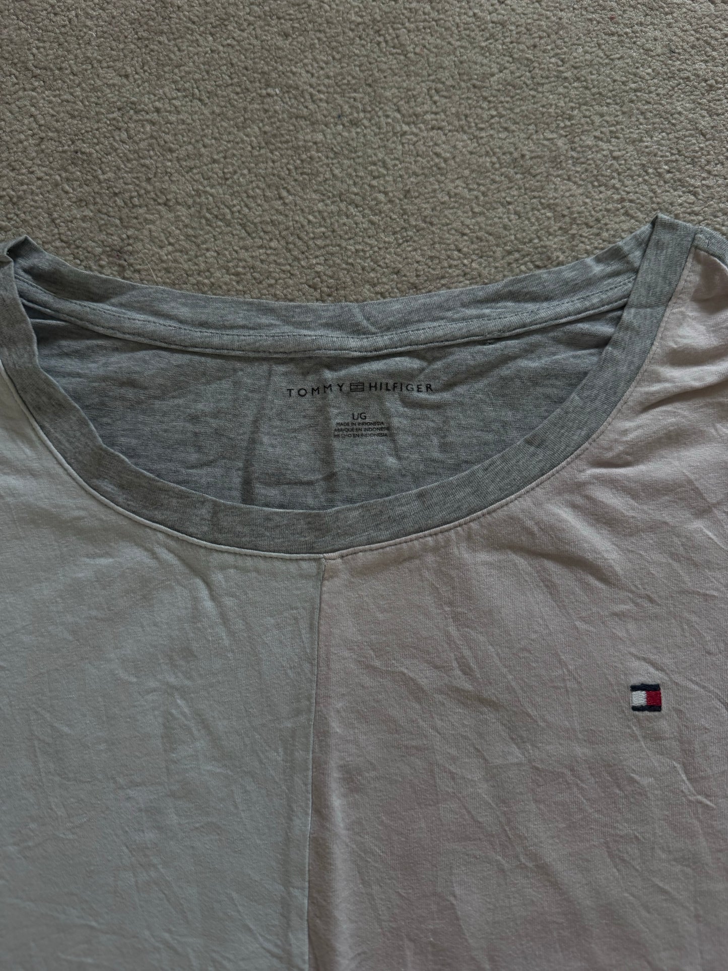 Woman's Large Tommy Hilfiger Grey, Pink and Cream Sleeveless T-Shirt