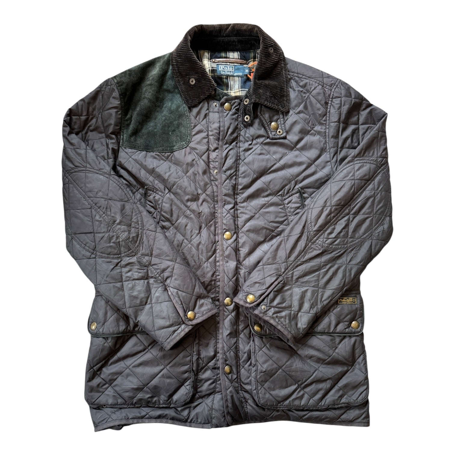Medium Ralph Lauren Black Quilted Hunting Field Jacket