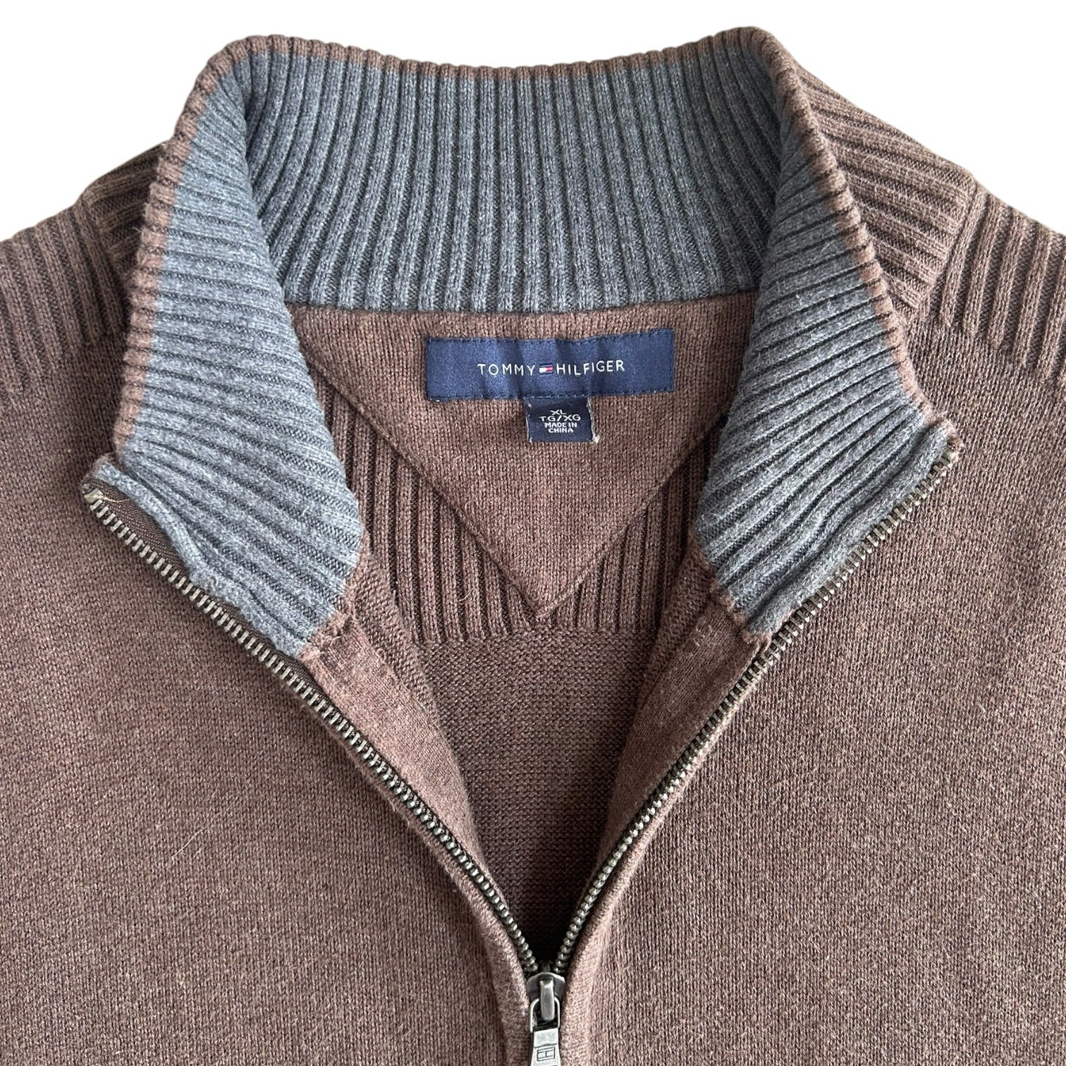 Extra large Tommy Hilfiger Brown Full Zip Jumper