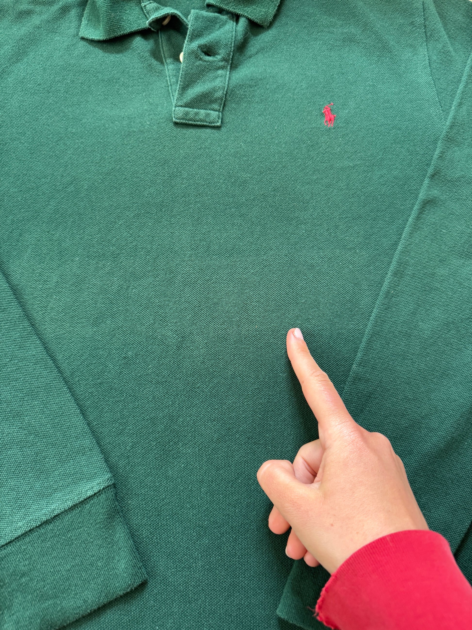 Aged 14-16 Ralph Lauren Green Long Sleeved Polo Shirt
