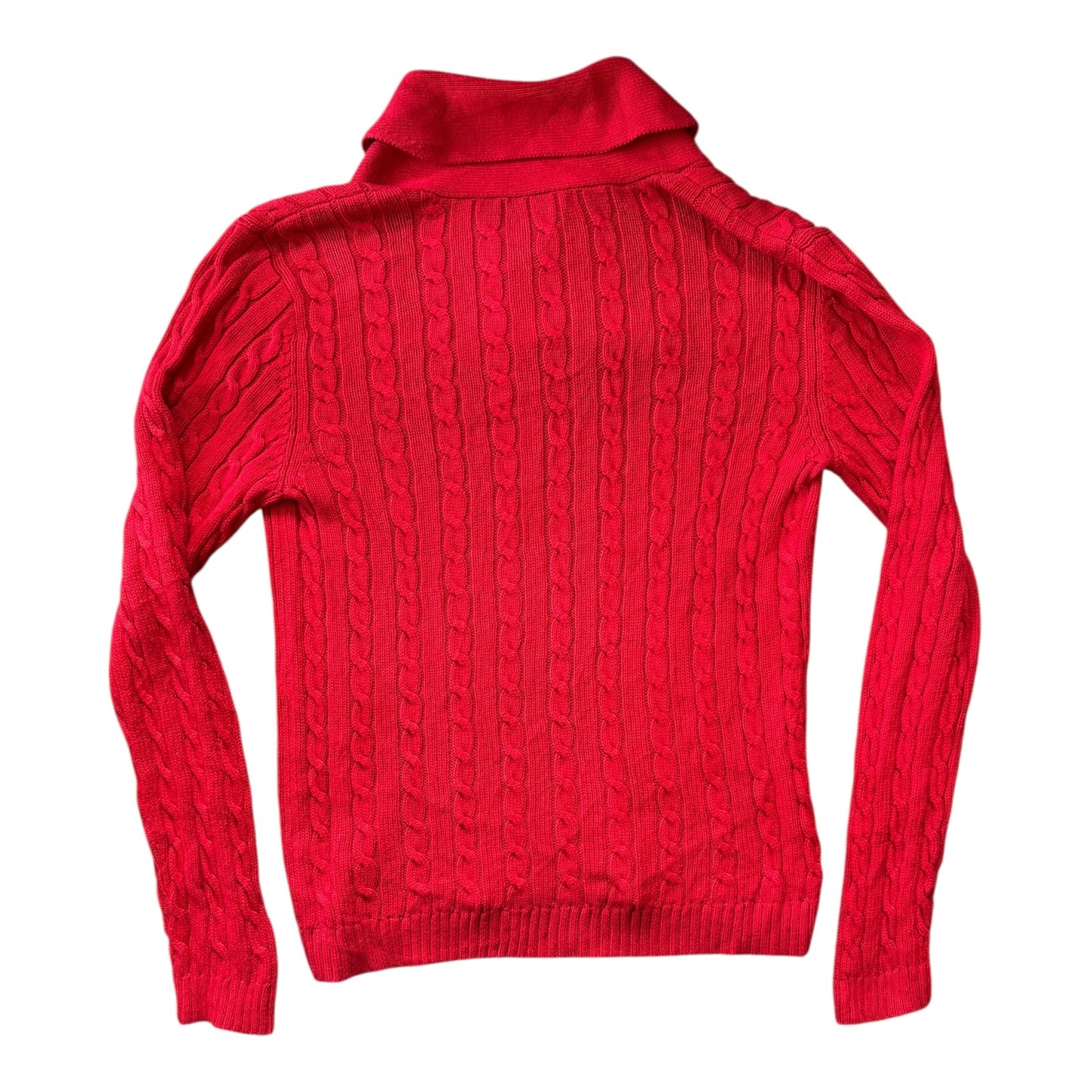 Woman's Small Ralph Lauren Red Shawl Neck Cable Knit