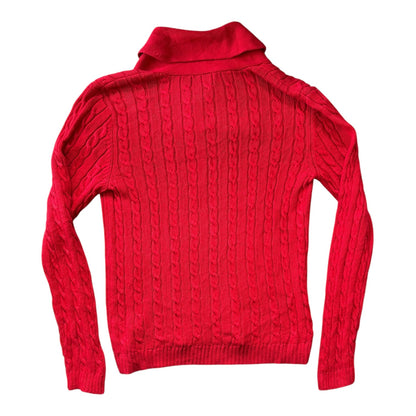Woman's Small Ralph Lauren Red Shawl Neck Cable Knit
