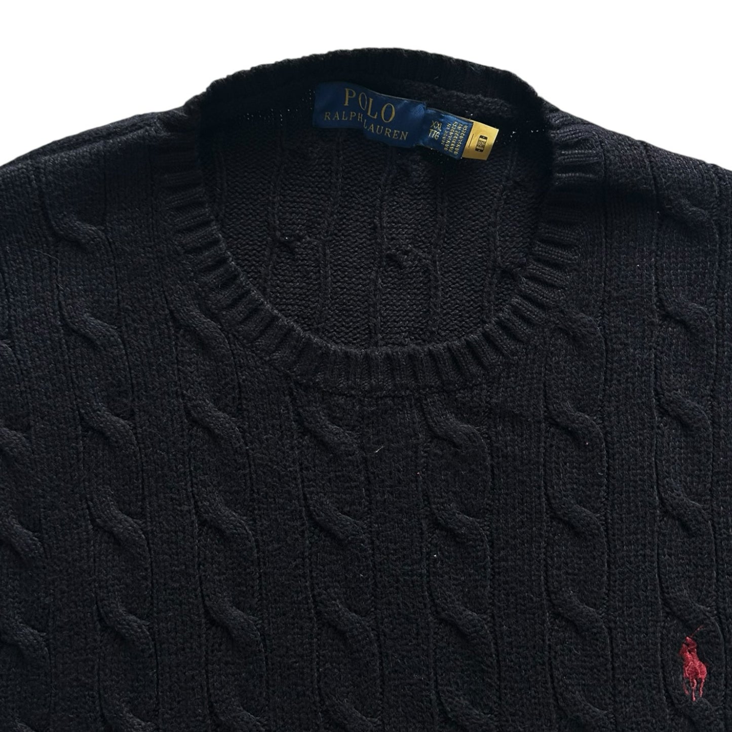 XXL Ralph Lauren Black Cable Knit Jumper
