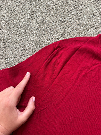 Small Nautica Red V-Neck Jumper - stains