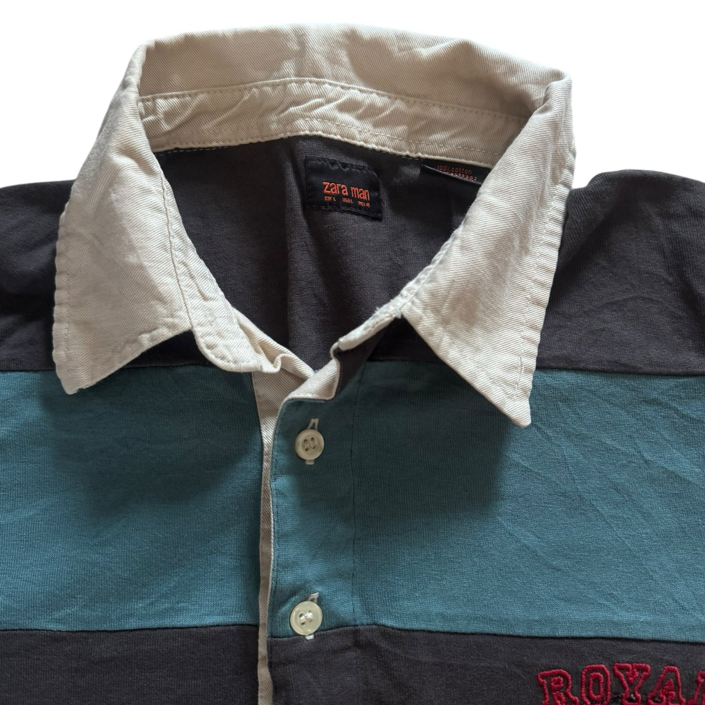 Large Zara Blue Striped Rugby Shirt