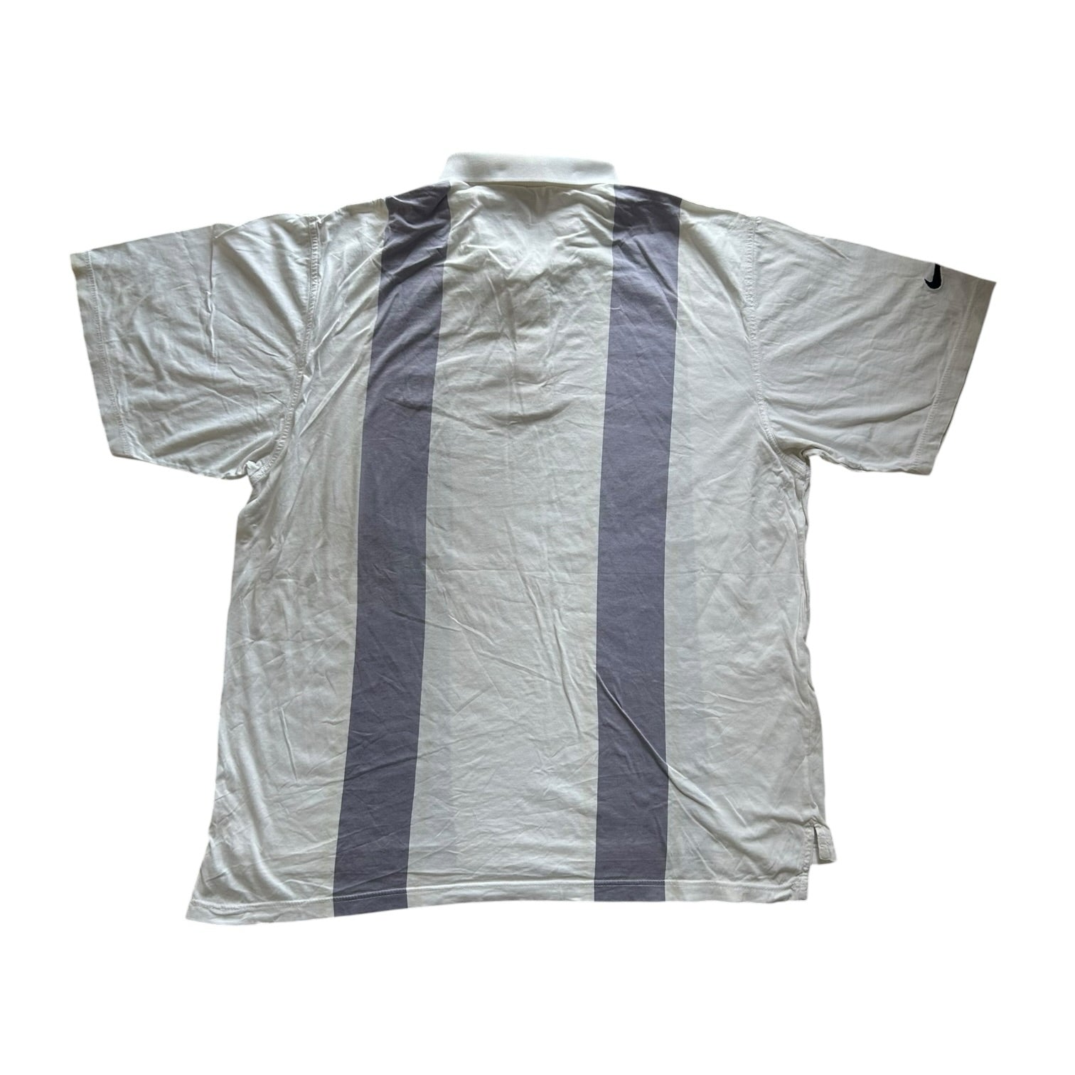 Large Nike Court White and Purple Striped Polo Shirt