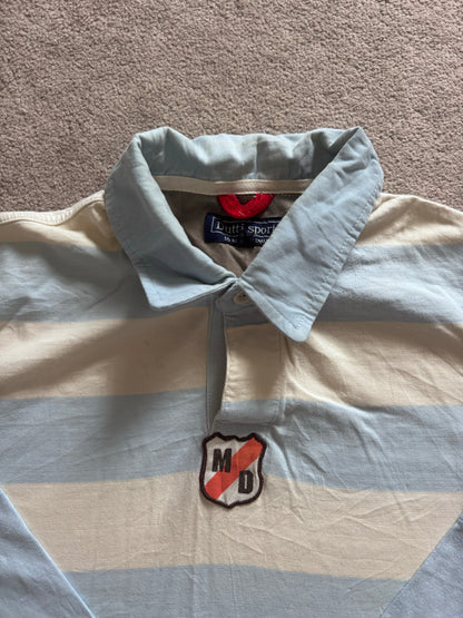 Large Dutti Sport Blue and White Rugby Shirt