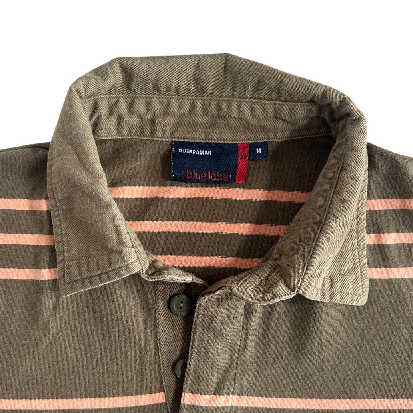 Medium Quebramar Olive Green and Salmon Rugby Shirt