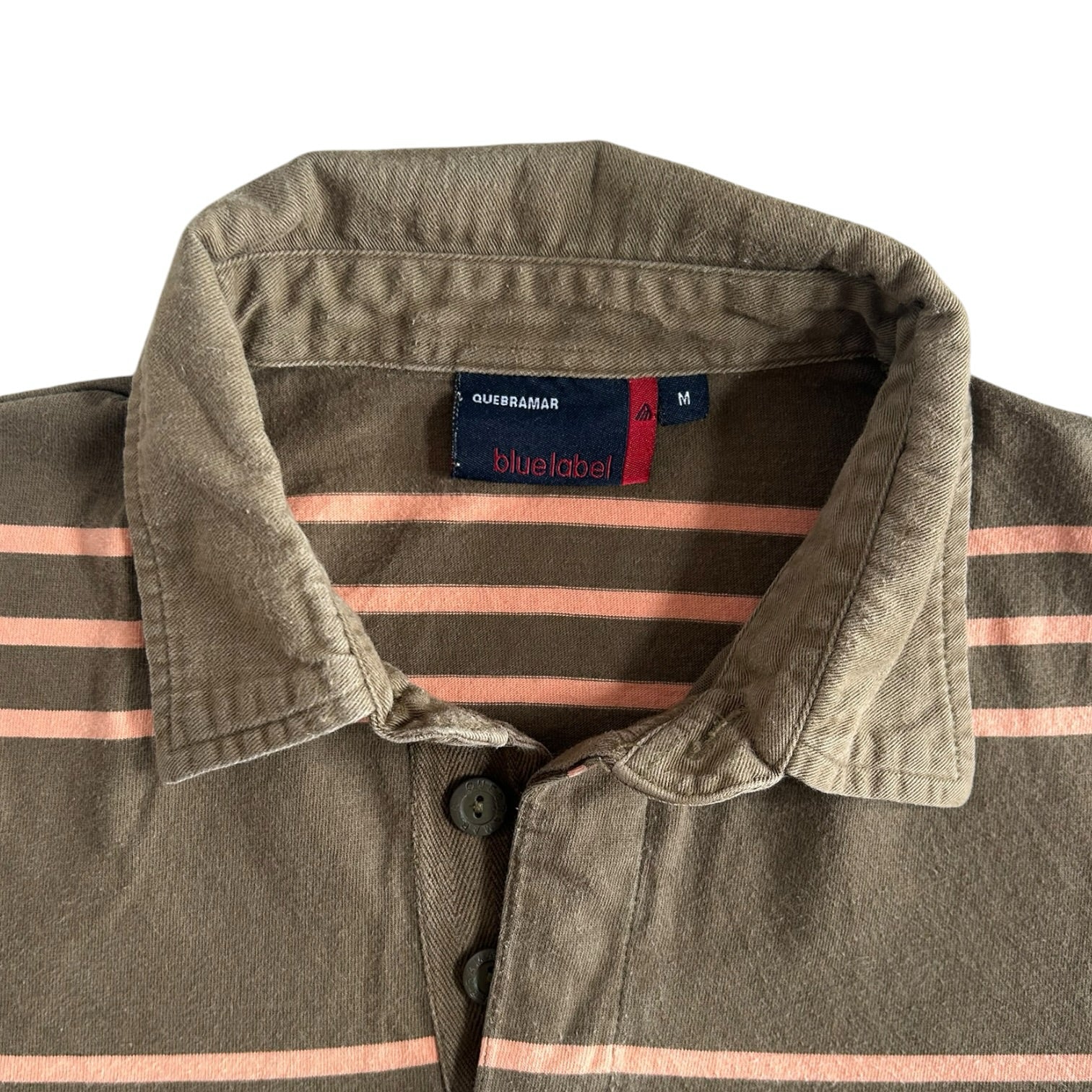 Medium Quebramar Olive Green and Salmon Rugby Shirt