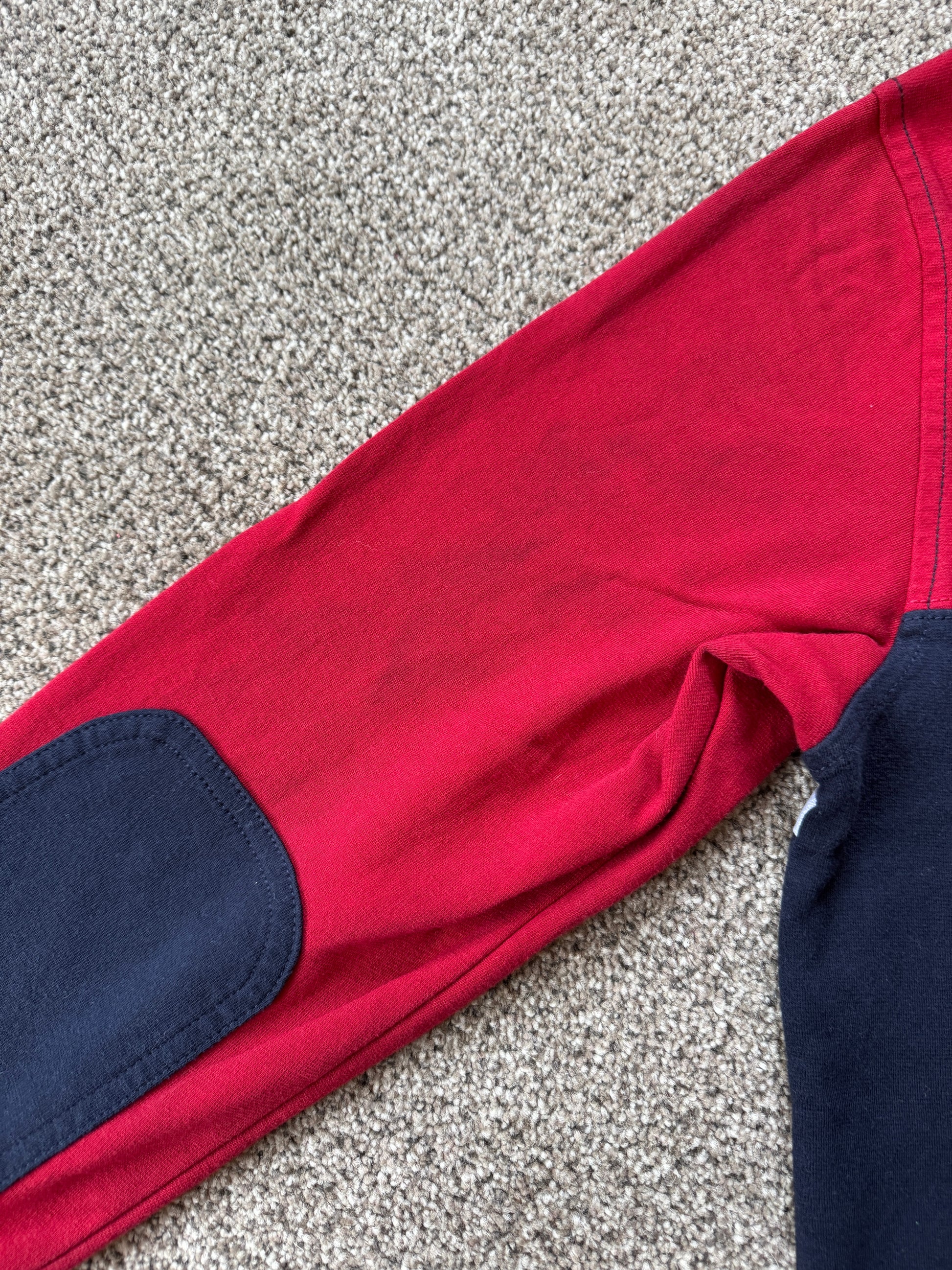 Small Nautica Red and Navy Rugby Shirt - colour bled