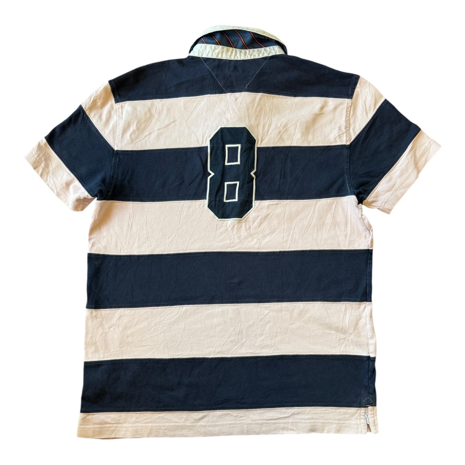 Large Tommy Hilfiger Navy/Pink Short Sleeved Rugby Shirt