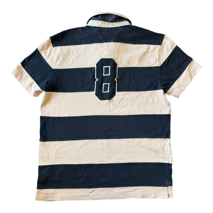 Large Tommy Hilfiger Navy/Pink Short Sleeved Rugby Shirt