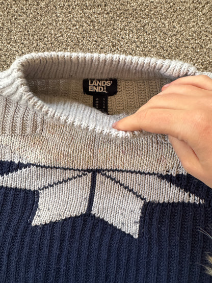 Woman's Small Lands' End Navy Star Knitted Jumper