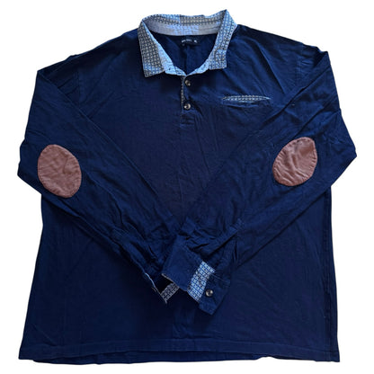 Extra large Npo City Navy Rugby Shirt with Elbow Patches
