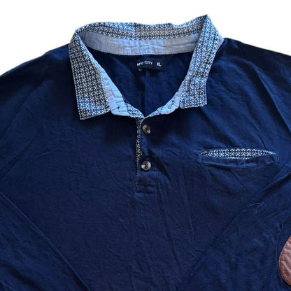 Extra large Npo City Navy Rugby Shirt with Elbow Patches