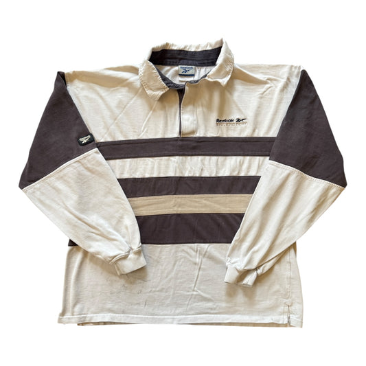 Medium Reebok Beige Rugby Shirt - Stained