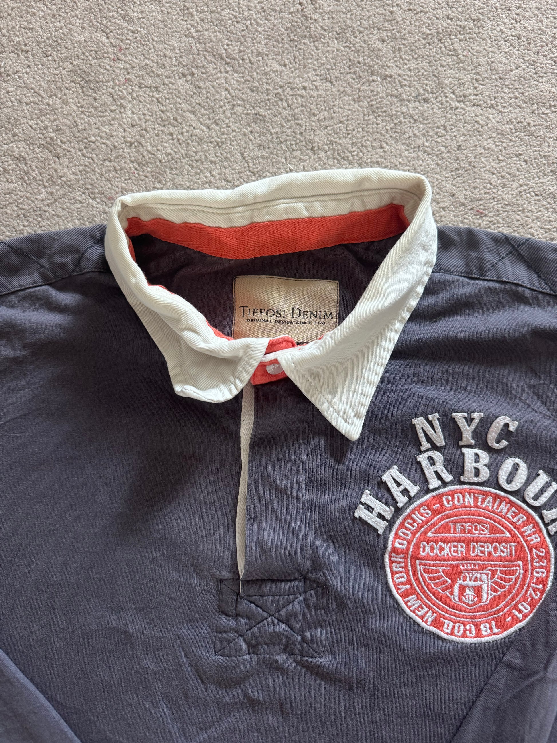Medium Tiffosi Washed Navy NYC Harbour Rugby Shirt