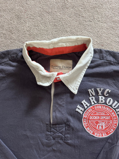 Medium Tiffosi Washed Navy NYC Harbour Rugby Shirt