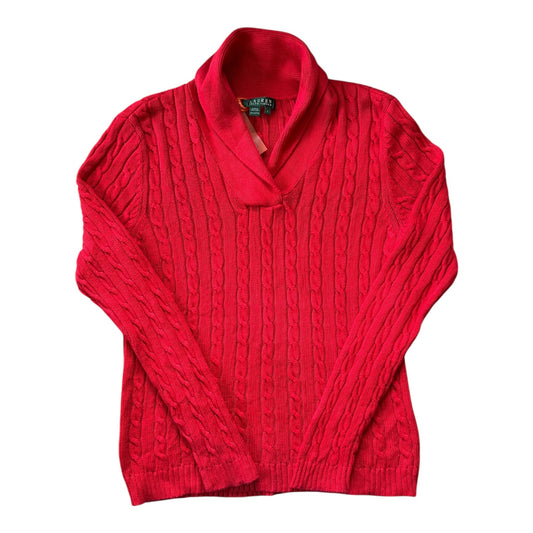 Woman's Small Ralph Lauren Red Shawl Neck Cable Knit