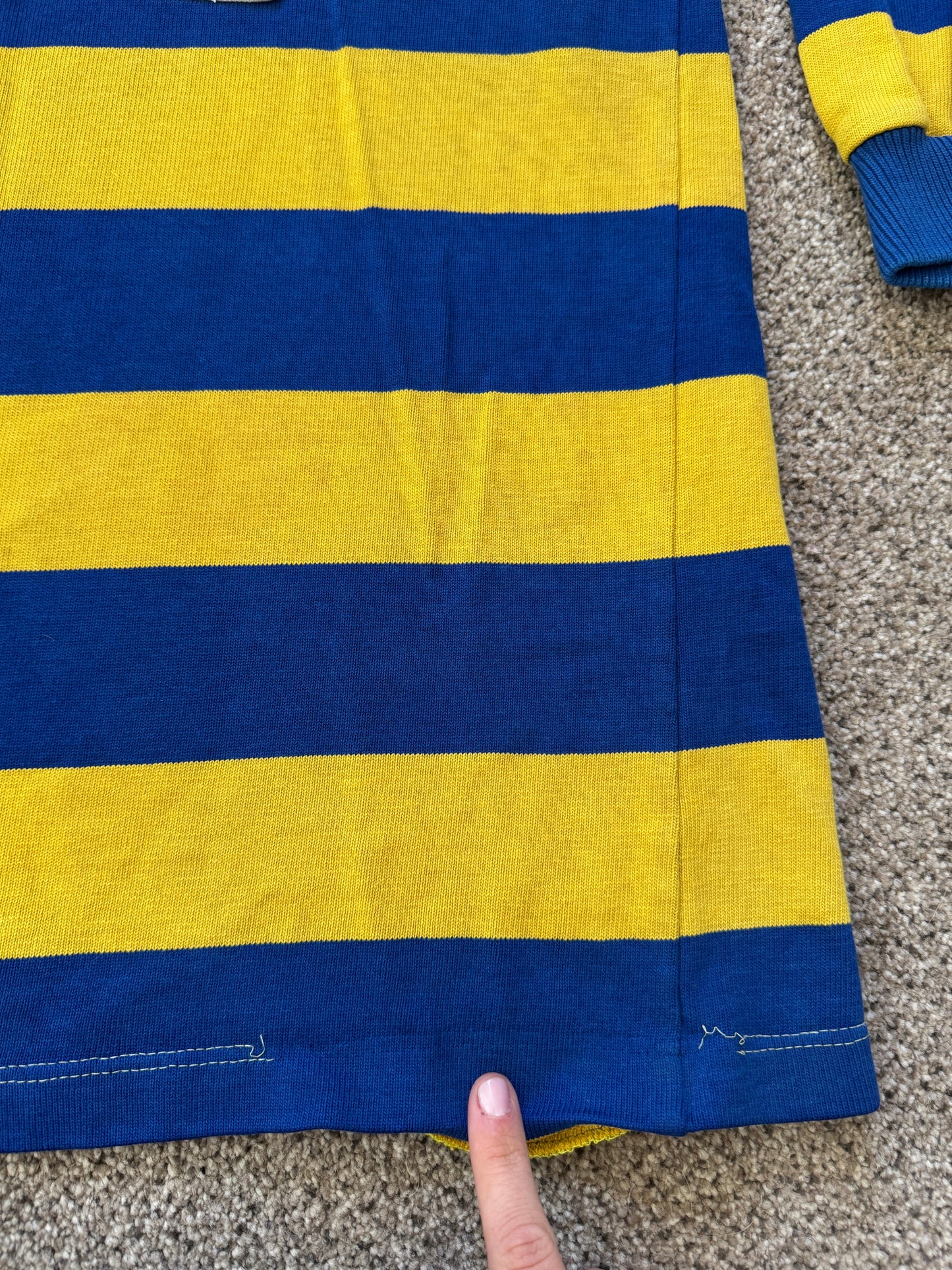 Vintage Medium Nanterre Blue and Yellow Rugby Shirt