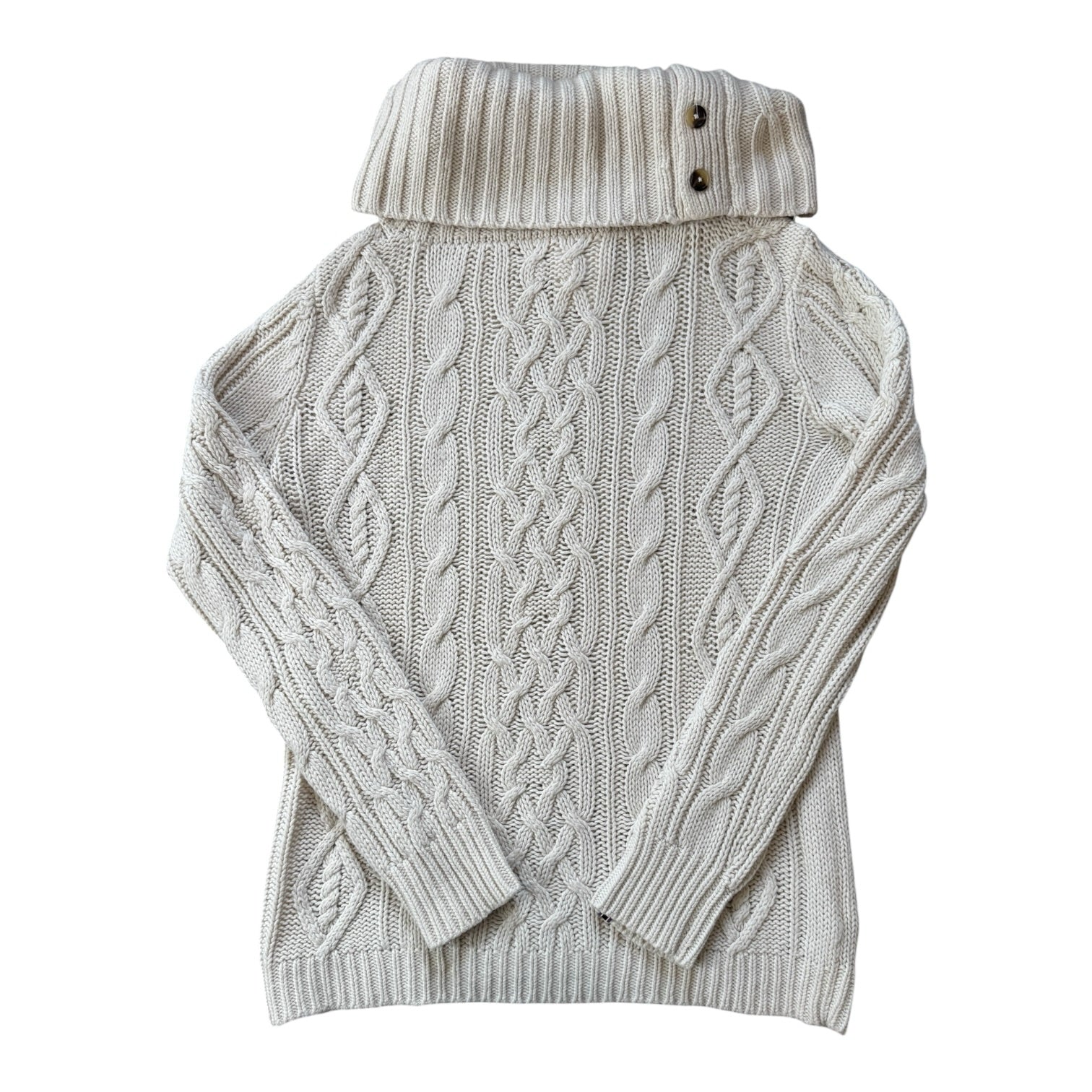Woman's Medium Tommy Hilfiger Creamy White Turtle Neck Cable Knit Jumper