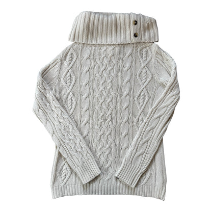 Woman's Medium Tommy Hilfiger Creamy White Turtle Neck Cable Knit Jumper