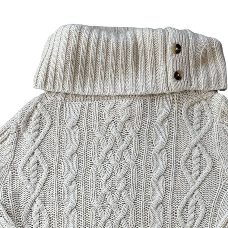 Woman's Medium Tommy Hilfiger Creamy White Turtle Neck Cable Knit Jumper